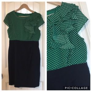 Navy and green cap sleeve dress